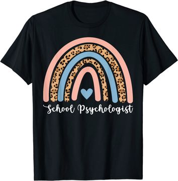 Discover Rainbow Leopard Print School Psychologist T Shirt
