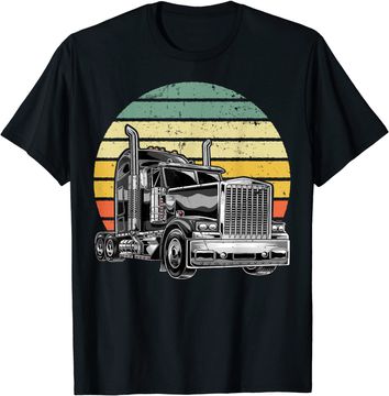 Discover Retro Vintage Trucker Big Rig Semi Trailer Truck Driver T Shirt