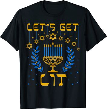 Discover Let's Get Lit Hanukkah Jew Menorah T-Shirt