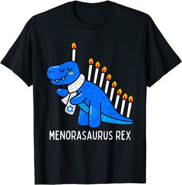 Discover Hanukkah Dinosaur Menorasaurus T Rex Dino Chanukah Boys Gift T-Shirt