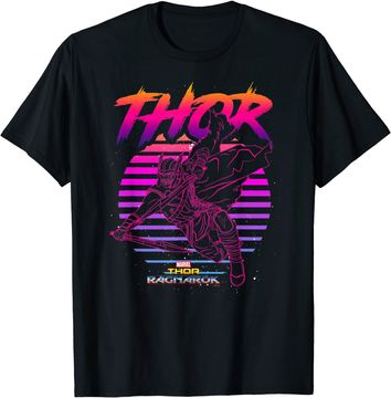 Discover Marvel Thor Ragnarok 80s Retro Sunset Halftone Hero T Shirt