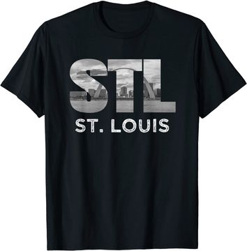 Discover Downtown St Louis Missouri Skyline Art Gateway Arch T Shirt