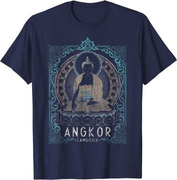 Discover Angkor Cambodia Teal Gold Buddha T Shirt