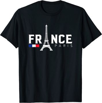 Discover Paris Eifel Tower French Flag T-Shirt