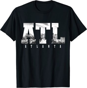 Discover ATL Atlanta Skyline Pride Black & White Vintage Georgia T-Shirt