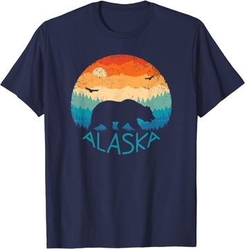 Discover Alaska Retro Grizzly Bear T Shirt