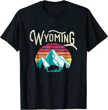 Discover Retro Wyoming Mountains State Wildlife T-Shirt