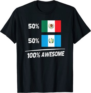 Discover Half Mexican Half Guatemalan Pride Mexico Guatemala Flag T-Shirt