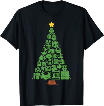 Discover Super Mario Item Characters Christmas Tree T-Shirt