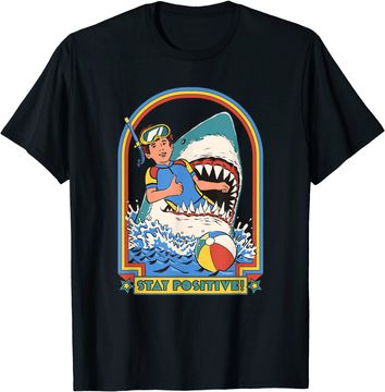 Discover Stay Positive Shark Attack Vintage Retro Comedy Funny T-Shirt