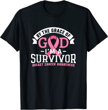 Discover Breast Cancer Survivor Support Pink Ribbon Grace God T-Shirt