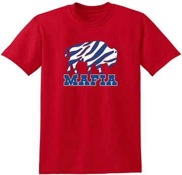 Discover RED Bills Mafia Zubaz Logo T-Shirt