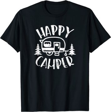 Discover Happy Camper Trailer Outdoor Camping T-Shirt