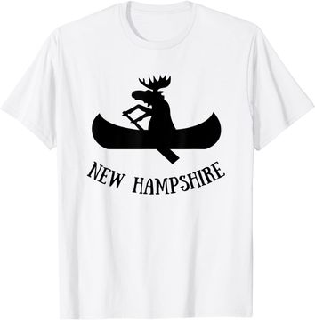 Discover New Hampshire Moose Canoe Vacation T-Shirt