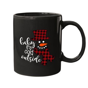 Discover Baby It's Cold Outside Remimi Girl's Christmas Buffalo Plaid Raglan Patchwork Mugs