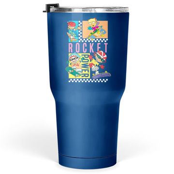Discover Checkerboard Rocket Power Grid Design Tumbler 30 Oz