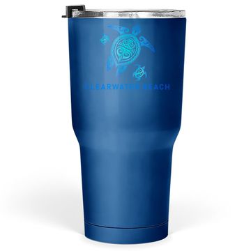 Discover Clearwater Beach Florida Sea Blue Tribal Turtle Tumbler 30 Oz