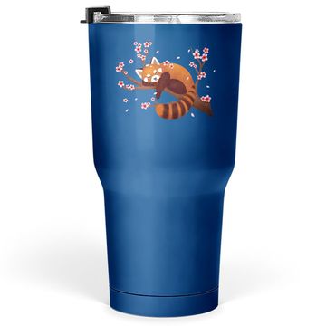 Discover Vintage Red Panda Japanese Cherry Blossom Flower Tumbler 30 Oz