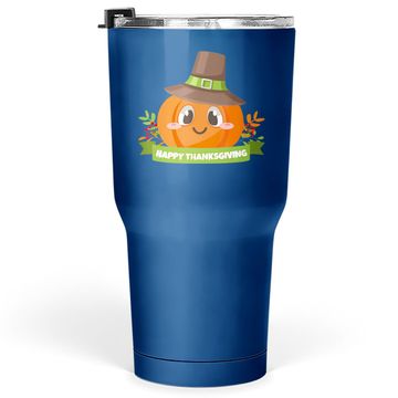Discover Pilgrim Pumpkin Happy Thanksgiving Holiday Tumbler 30 Oz