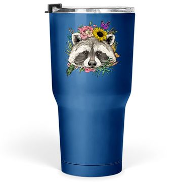 Discover Floral Raccoon Spring Nature Tumbler 30 Oz