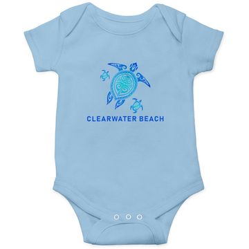 Discover Clearwater Beach Florida Sea Blue Tribal Turtle Baby Bodysuit