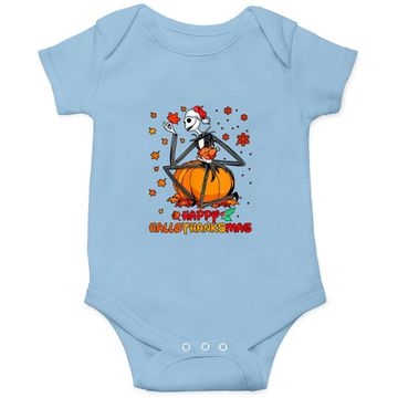 Discover Skeleton Thankgiving Wine Happy Hallothanksmas Baby Bodysuit