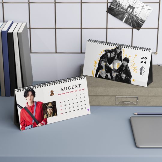 BTS 2024 Desk Calendar | KPOP Gifts for Army Album Bt21 Jimin V Taehyung Suga J Hope Rm Jin Jungkook Bangtan