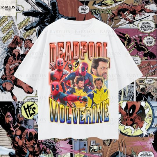 Deadpool and Wolverine Shirt 90s bootleg graphic tee