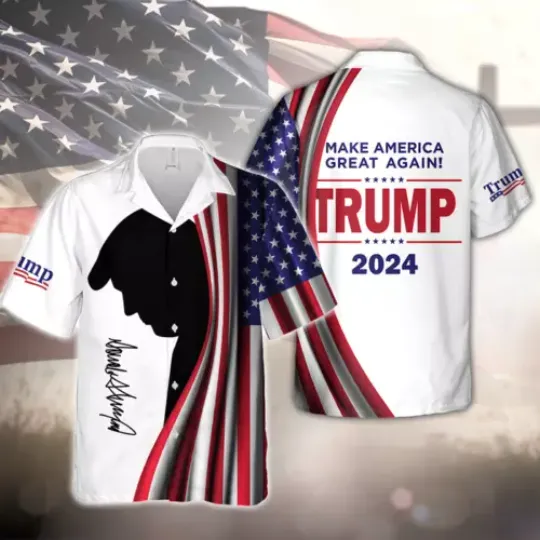 Make America Great Again Trump Signature Election 2024 Hawaiian Shirt