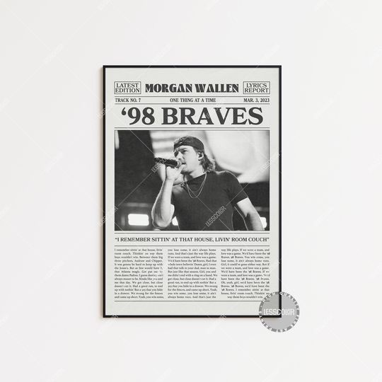 Wallen Western Retro Newspaper Print, 98 Braves Poster