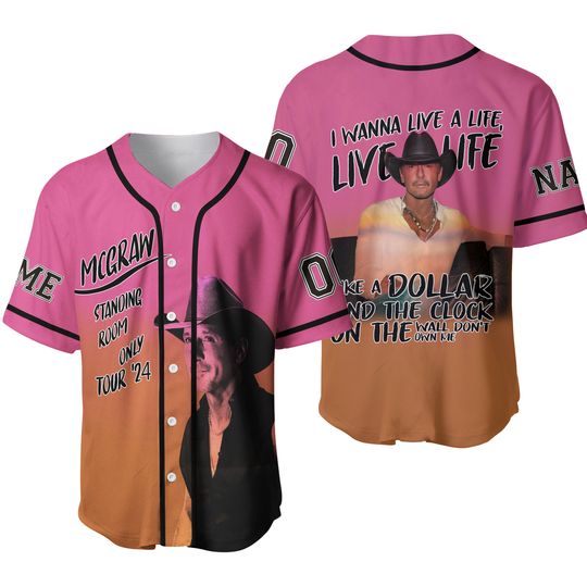 Personalized Tim McGraw Standing Room Only Tour 2024 Baseball Jersey