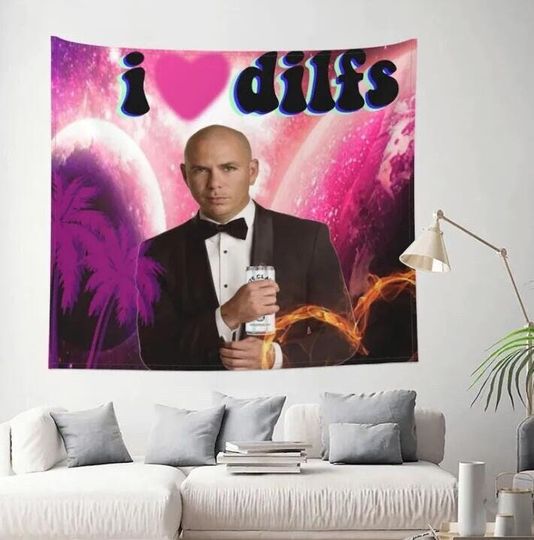 Hippie Tapestry Mr. Worldwide Meme Tapestry Funny Tapestries I Love Dilfs Wall Hanging Wall Flag Home Bedroom Living Room Hostel Dorm Decor