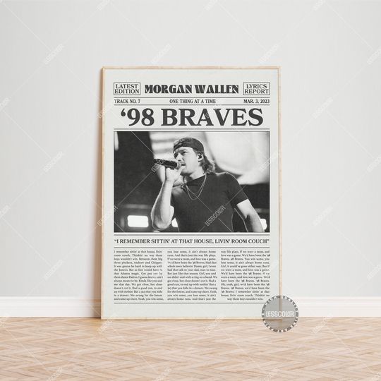 Wallen Western Retro Newspaper Print, 98 Braves Poster