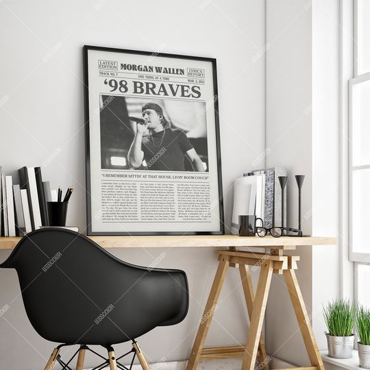Wallen Western Retro Newspaper Print, 98 Braves Poster