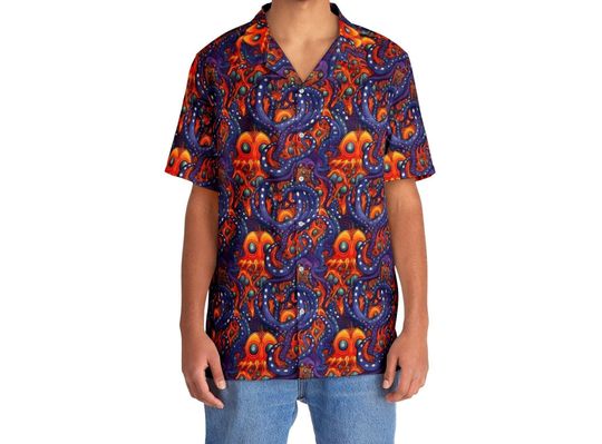 Psychedelic Monster Octopus Men's Hawaiian Shirt
