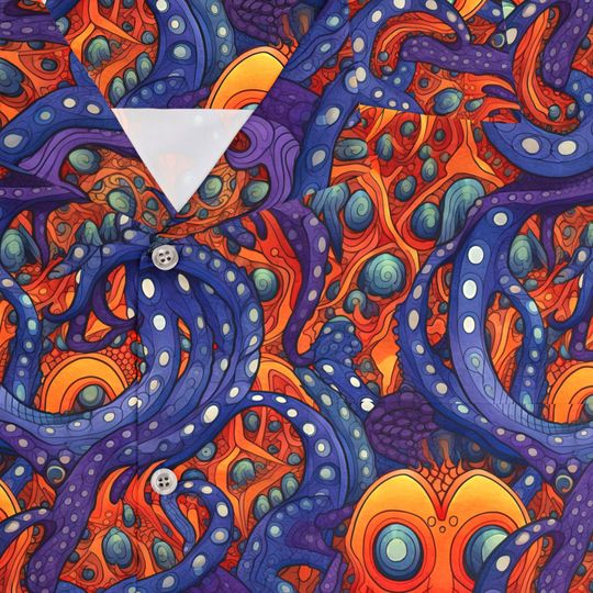 Psychedelic Monster Octopus Men's Hawaiian Shirt