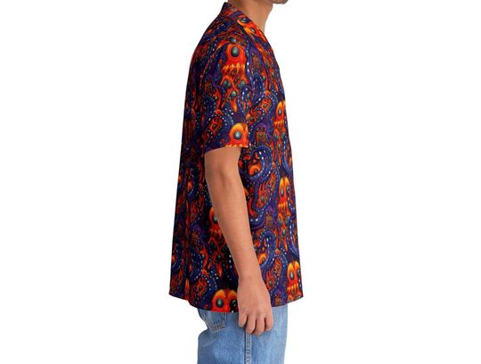 Psychedelic Monster Octopus Men's Hawaiian Shirt