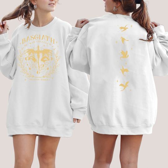 Fourth Wing Double-Sided T-shirt Comfort Colors Basgiath War College Hoodie Fourth Wing Tee Dragon Rider Sweatshirt Bookish Gift Faux Gold