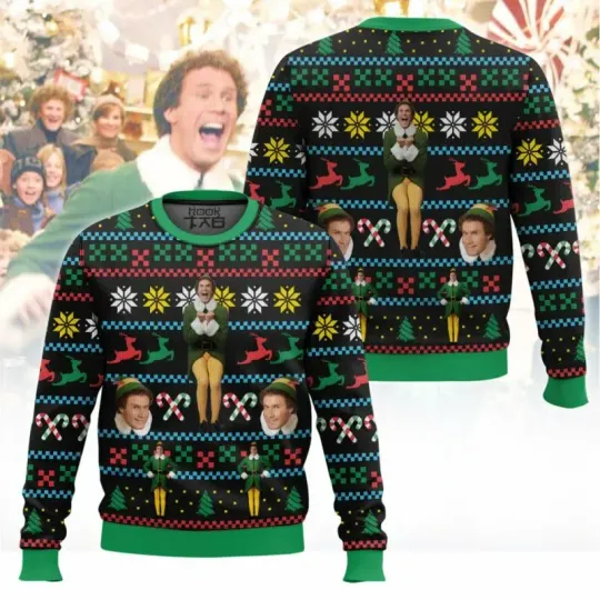 Buddy Hobbs Elf Ugly Christmas Sweater Funny Holiday Party Pullover Warm Cozy Plus Size Sweater for Men Women Xmas Gift 2026