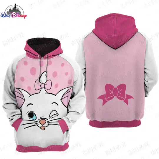 Aristocats Marie Disney men women 3D Print High quality Fleece Zipper/ Hoodies parent-child clothing Pullover Tops