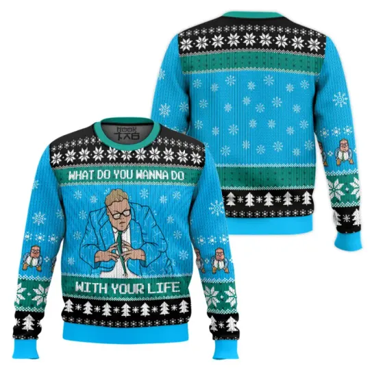 Matt Foley Chris Farley Saturday Night Live Ugly Christmas Sweater Funny Holiday Party Pullover Sweater for Men Women Xmas Gifts