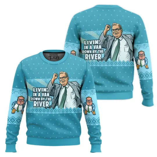 Matt Foley Chris Farley Saturday Night Live Ugly Christmas Sweater Funny Holiday Party Pullover Sweater for Men Women Xmas Gifts