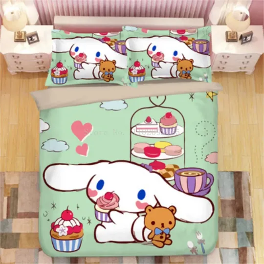 Cinnamoroll Sanrio Cartoon Bedding Set, Home Decor, Child Gift for Soft Comfortable Bedding Bedroom