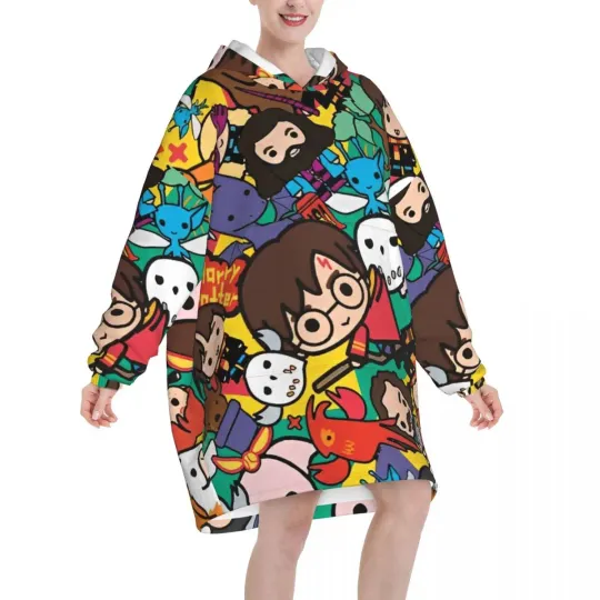 Oversized Harry Potter Magic School Wearable Blanket Winter Hoodie