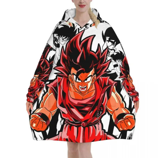 Dragon Ball DragonBall Anime Oversized Blanket Hoodie Sweatshirt Long Fleece Hooded Wearable Blanket