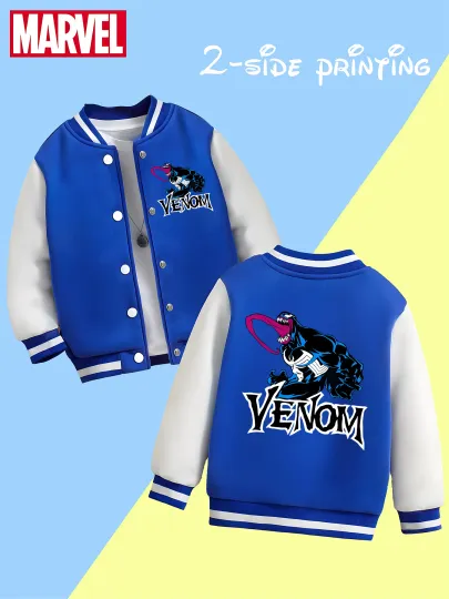 Marvel Boys' Baseball Jacket - Venom Classic Double-Sided Graphic, Soft Fabric