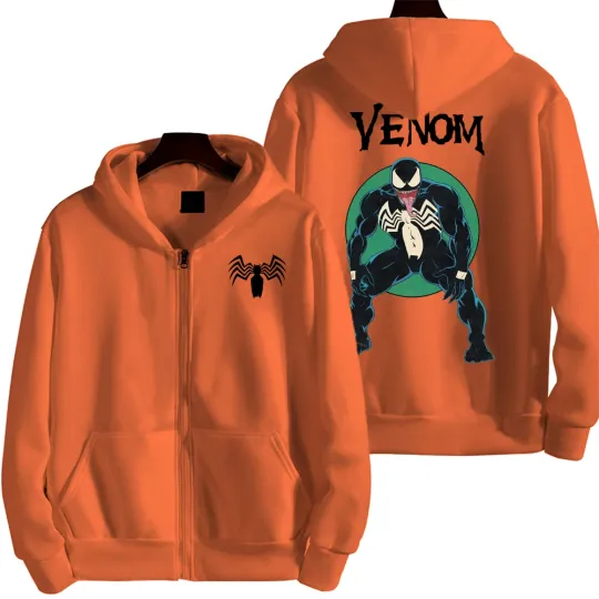 Marvel Venom Spring and Autumn New Men's Zipper Hoodie