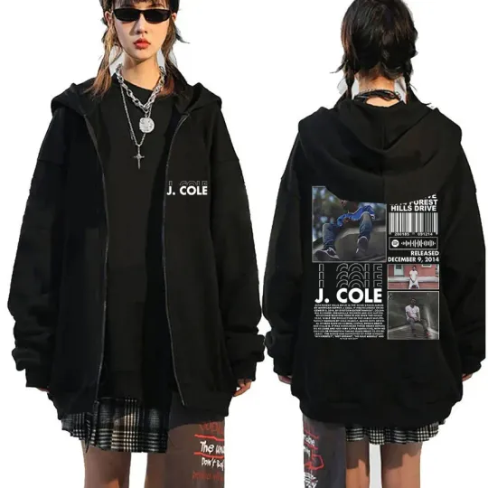 Hot New Rapper J Cole 2014 Forest Hills Drive Print Zipper Hoodie