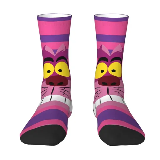 Men's Socks Big Cheshire Cat Alice In Wonderland Stockings