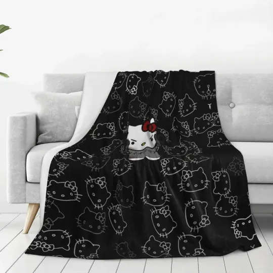 Hello Kitty Fleece Blanket for Camping, Couch, and Bed,  Cozy Sofa Bed Cover